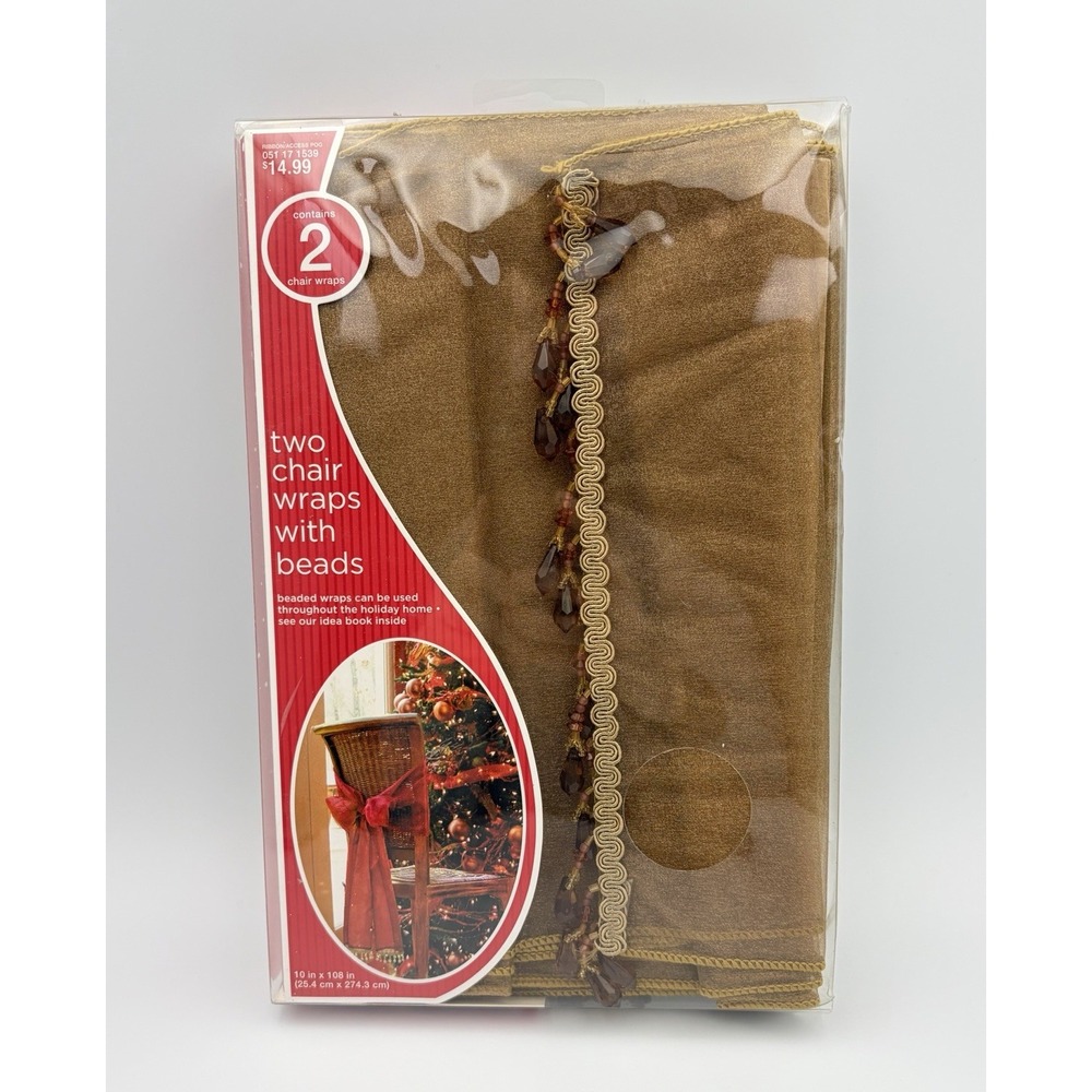 New Beaded Tassel Chair Wraps Gold Brown Set of 2 Christmas Target Holiday Home